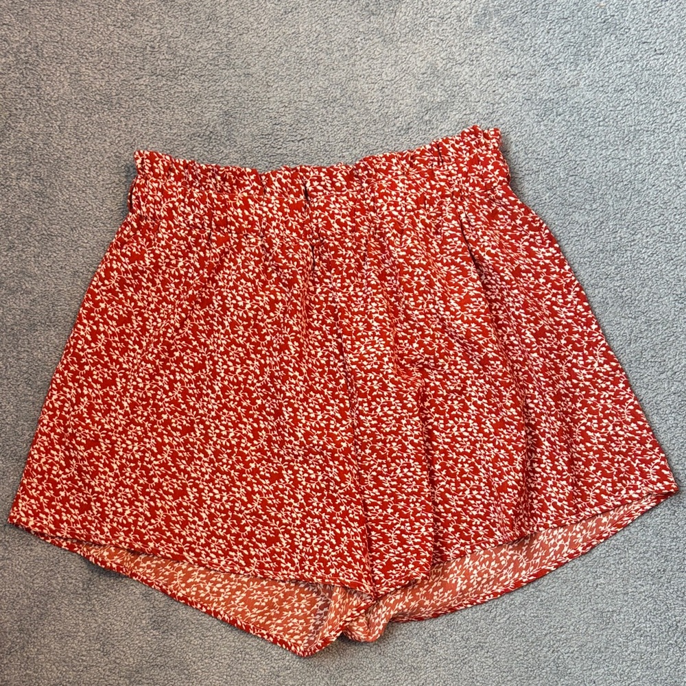 Women's Red Patterned Shorts